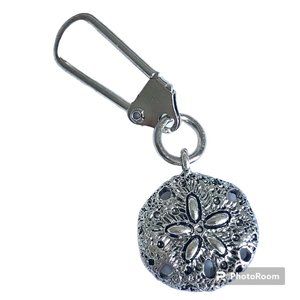 Sand Dollar Zipper Pull Handbag Purse Charm Backpack Silver Tone Sea Life Shell